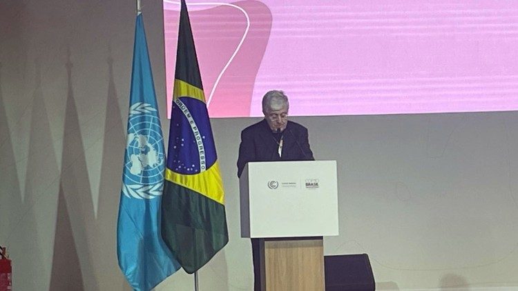 Il nunzio Diquattro durante il suo intervento alla Cop30