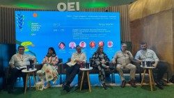 O pavilhão da Organização dos Estados Ibero-Americanos (OEI), na Zona Verde da COP30.