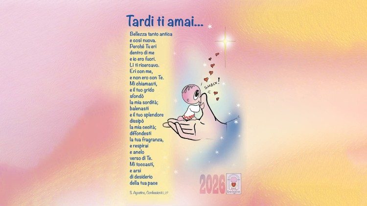 Una vignetta di suor Mariarosa Guerrini con un testo di Sant'Agostino tratto dalle Confessioni 