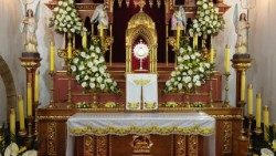 Custodia con el Santísimo expuesto en el Santuario Eucarístico de Maridíaz