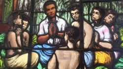 Peter To Rot glass stained image teaching catechism