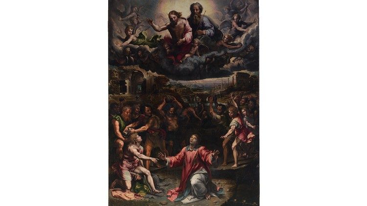 Giulio Romano, Lapidazione di Santo Stefano, 1521 ca, Abbazia di Santo Stefano , Genova