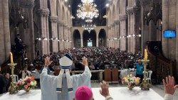 Numerosos fieles en la Misa de cierre de la Peregrinación Juvenil a pie a la Basílica de Luján