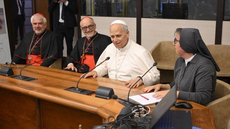 Pope Leo speaks to the Dicastery's staff and directors