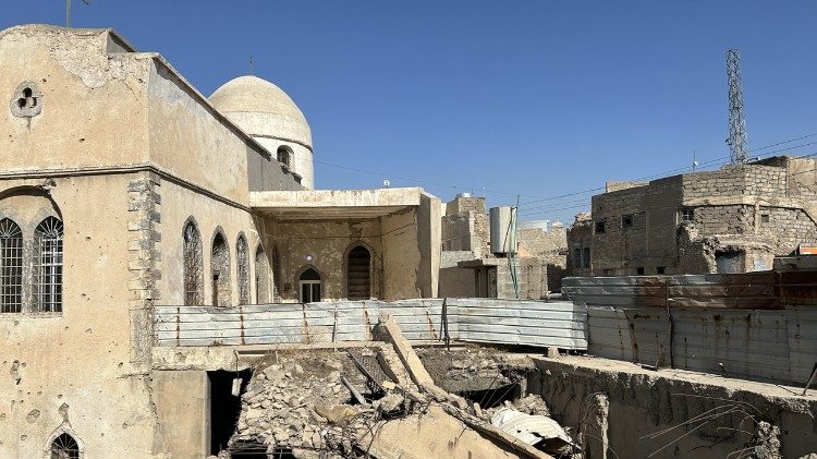 Damage to the Mar Gorgis Chaldean church in Mosul's Old City © Vatican Media