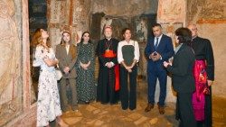 M. Aliyeva, Azerbaidžano viceprezidentė, ir Vatikano atstovai Komodilos katakombose