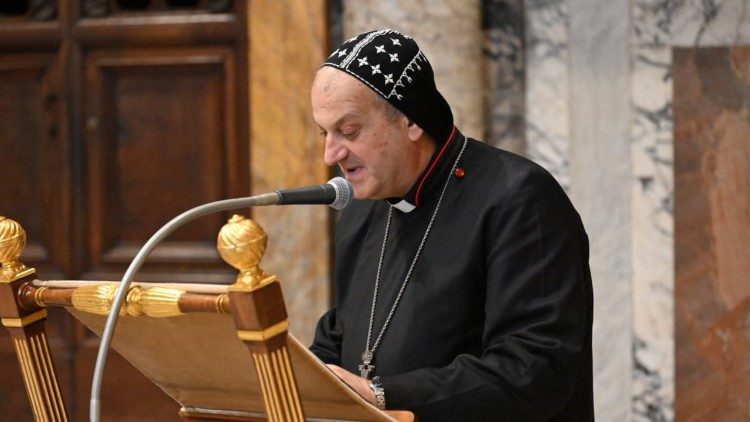 Archbishop Mourad delivers his acceptance speech in the Apostolic Palace