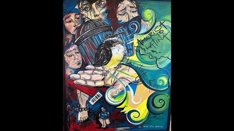 El cuadro regalado por las religiosas a Su Majestad la Reina Camila.