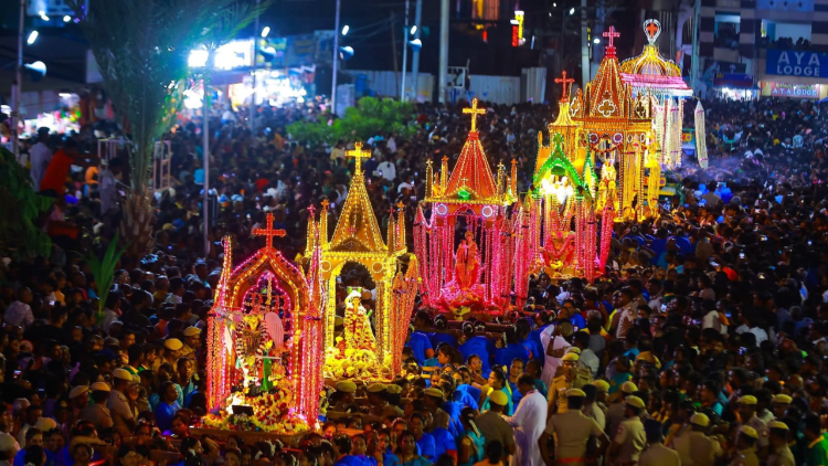 Procession at Basilica of Our Lady of Good Health Velankanni