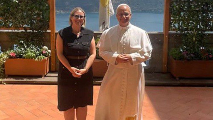 Elise Ann Allen and Pope Leo XIV at Castel Gandolfo