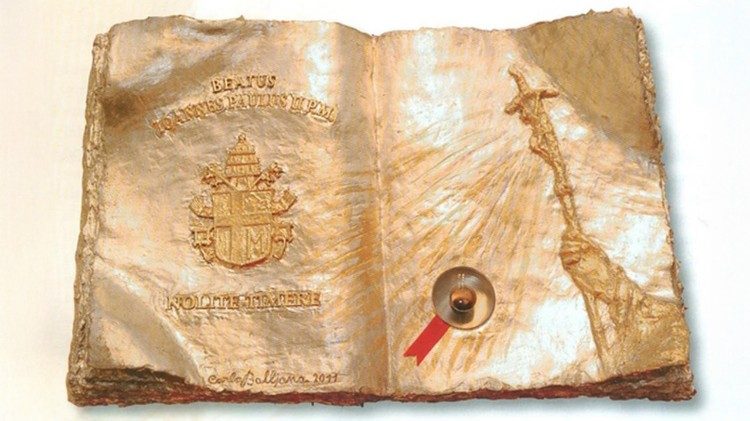 Реликвариум с ампула с кръвта на Свети Йоан Павел II