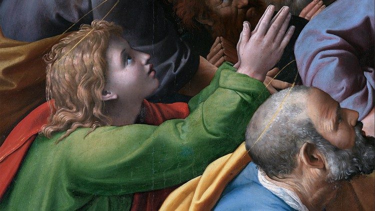 Giulio Pippi, detto Giulio Romano, (Roma 1499 ca. - Mantova 1546) Giovan Francesco Penni, detto il Fattore, (Firenze 1488 ca. - Napoli 1528) Incoronazione della Vergine, (detta Madonna di Monteluce), 1505 - 1525 Olio su tavola, cm 354 x 232  (particolare) © Musei Vaticani 
