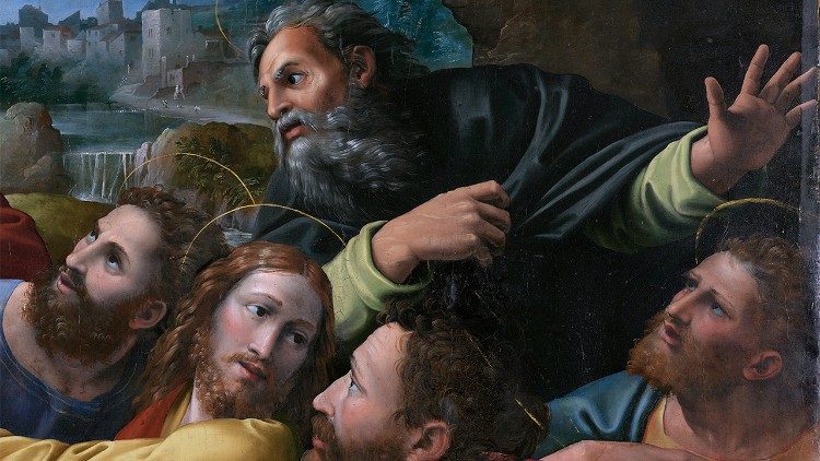 Giulio Pippi, detto Giulio Romano, (Roma 1499 ca. - Mantova 1546) Giovan Francesco Penni, detto il Fattore, (Firenze 1488 ca. - Napoli 1528) Incoronazione della Vergine, (detta Madonna di Monteluce), 1505 - 1525 Olio su tavola, cm 354 x 232  (particolare) © Musei Vaticani 