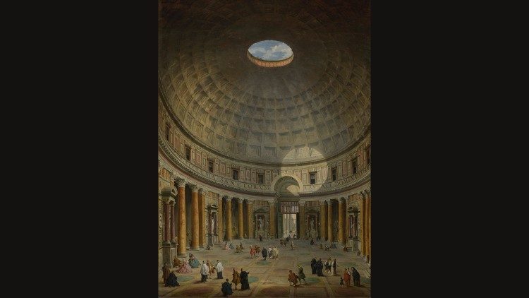 Giovanni Paolo Panini, Interno del Pantheon, 1743, olio su tela 135,6 x 97,2, Museo Poldi Pezzoli, Milano.
