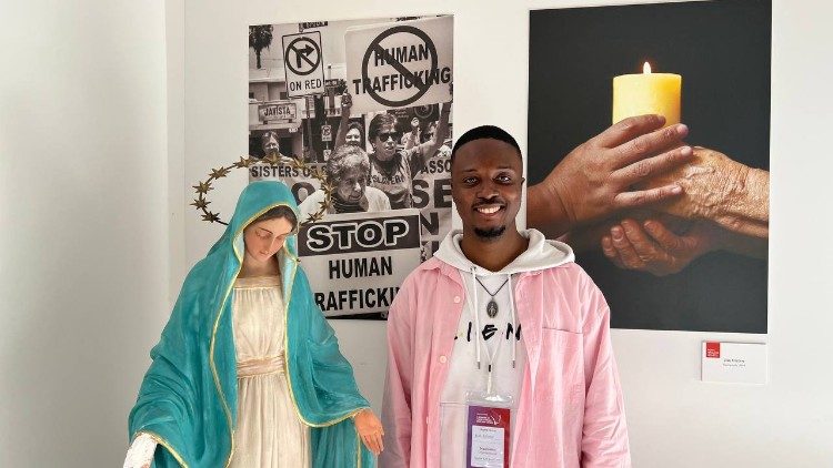 Talitha Kum Youth Ambassador, Lone Botshelo, during an international gathering in Rome