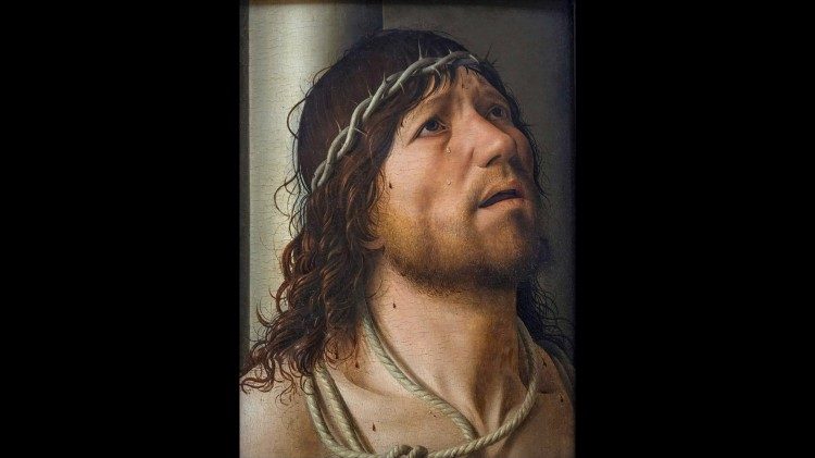 Antonello da Messina, Cristo alla colonna (Ecce Homo), 1476-1478, olio su tavola,25.8&times;21 cm, Museo del Louvre, Parigi