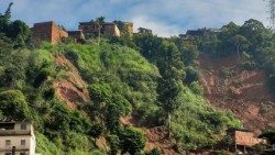 Local afetado por deslizamentos em Juiz de Fora após fortes chuvas. (Foto: Comunidade Católica Shalom).