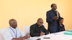 Fr Peter Debo, addresses participants at the Doctrine of Faith workshop held in Kabale Diocese, Uganda