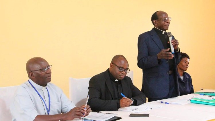 Fr Peter Debo, addresses participants at the Doctrine of Faith workshop held in Kabale Diocese, Uganda