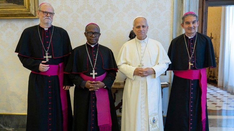 Los obispos con el Papa Le&oacute;n XIV