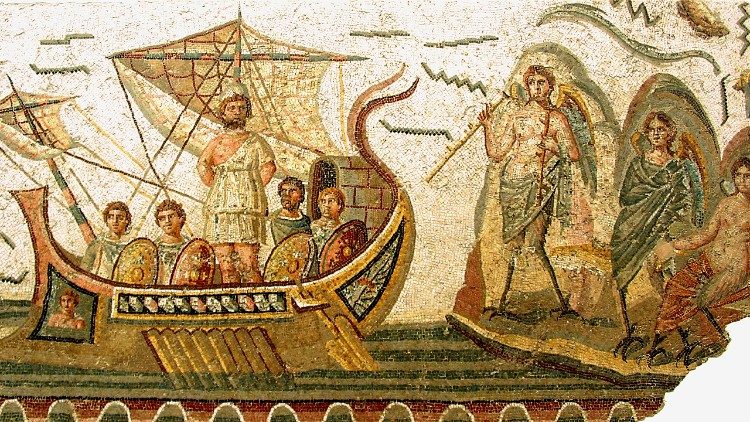 Ulisse e le sirene. Mosaico pavimentale romano del secolo II d.C. 