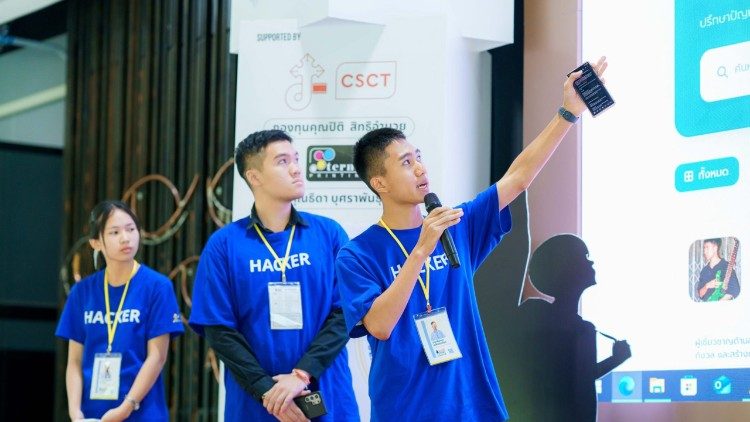 Youth “hackers” pitch their solutions to chronic social issues in their local communities on the final day of MISSION POSSIBLE Thailand Season 3, July 27, 2026. (Photo by Catholic Social Communications of Thailand)