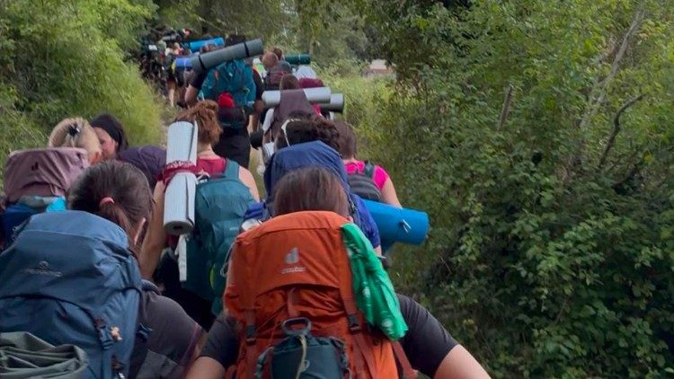 Os jovens durante a marcha