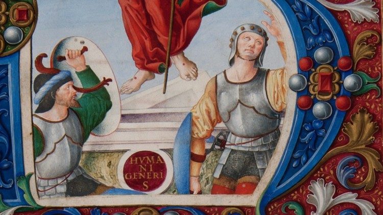 Resurrezione, Graduale, Biblioteca Apostolica Vaticana, S. Maria. Magg. 14 Roma, 1517-1520 ca. (mm 732x534; ff. 100) - &copy; Biblioteca Apostolica Vaticana