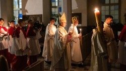 Bishop Jourdan at the Easter Vigil. Photo: Elena Kovpak