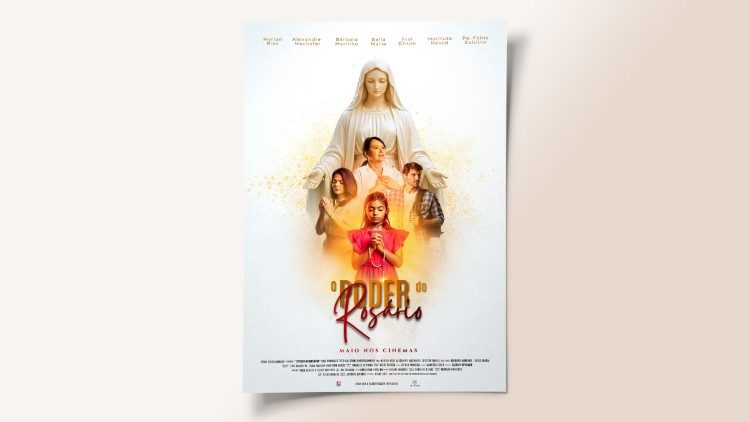O cartaz oficial de ‘O Poder do Ros&aacute;rio’ ilustra a centralidade da devo&ccedil;&atilde;o mariana na trajet&oacute;ria dos personagens Helena e Andr&eacute;