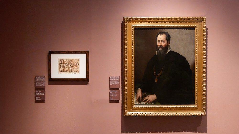 Jan van der Straet, detto Giovanni Stradano, Ritratto di Giorgio Vasari (già conosciuto come Autoritratto di Vasari), 1571-1574, olio su tavola, cm 100,5 x 80 Firenze, Gallerie degli Uffizi.