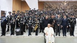 The Police Orchestra of Malta with Pope Francis on his 88th birthday (17 December 2024)