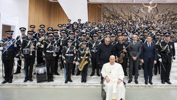 The Police Orchestra of Malta with Pope Francis on his 88th birthday (17 December 2024)