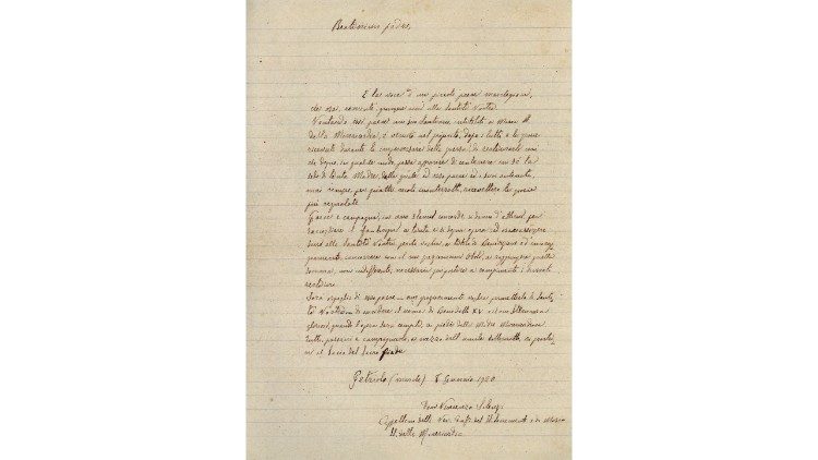 Bozza della lettera inviata da D. Vincenzo Silenzi al Papa Benedetto XV con la quale chiede un contributo per la realizzazione dei restauri della chiesa.