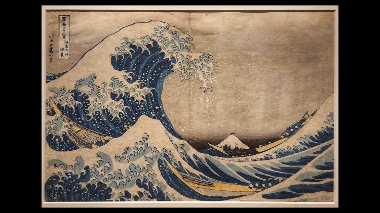 Dalla mostra "Hokusai. Il grande maestro dell'arte giapponese", la xilografia "La Grande Onda di Kanagawa" (1831)