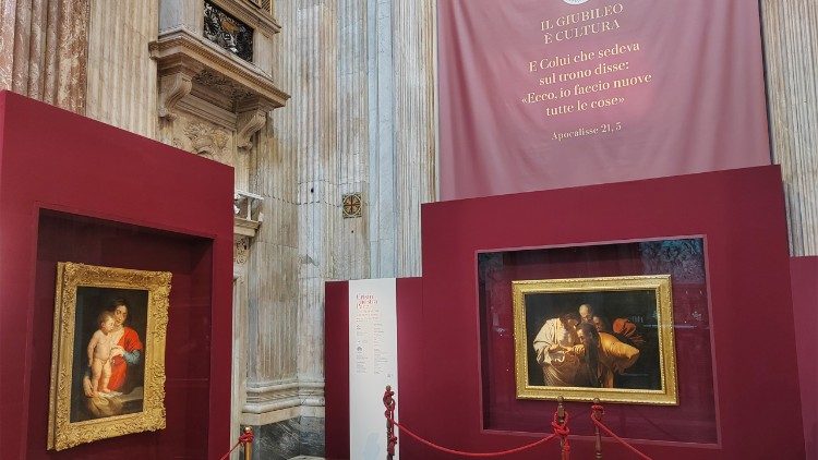 Dos obras expuestas en la Iglesia de Santa Inés en Plaza Navona en Roma