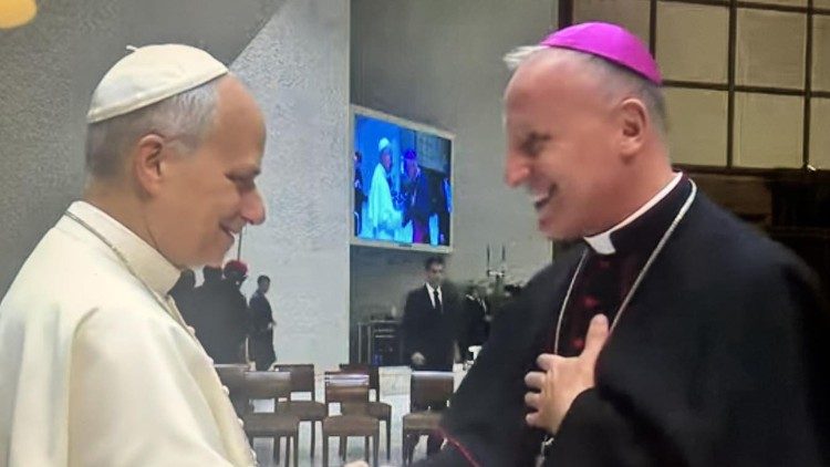 Biskup Marek Solarczyk, odrynariusz Diecezji Radomskiej podczas spotkania z Papieżem Leonem XIV