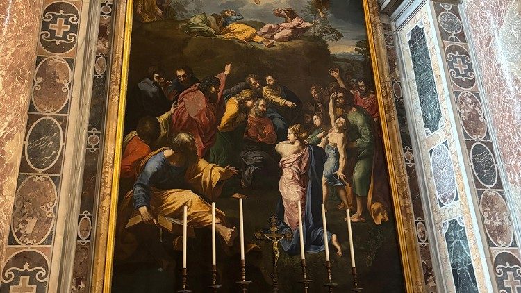 Mozaika przedstawiająca Przemienienie Pańskie wg Rafaela w Bazylice św. Piotra