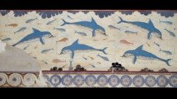 Affresco dei delfini nel Megaron della Regina del palazzo di Cnosso, tra circa il 1600 e il 1450 a.C.(foto di Athenae Noctua)