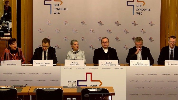 Pressekonferenz zum Abschluss der sechsten Synodalversammlung mit dem Pr&auml;sidium des Synodalen Weges