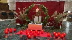 The relics of the Uganda Martys during Mass on Saturday