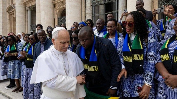 Padre Delphinus Ngaiza akiteta na Papa Leo XIV alipokutana nao hivi karibuni