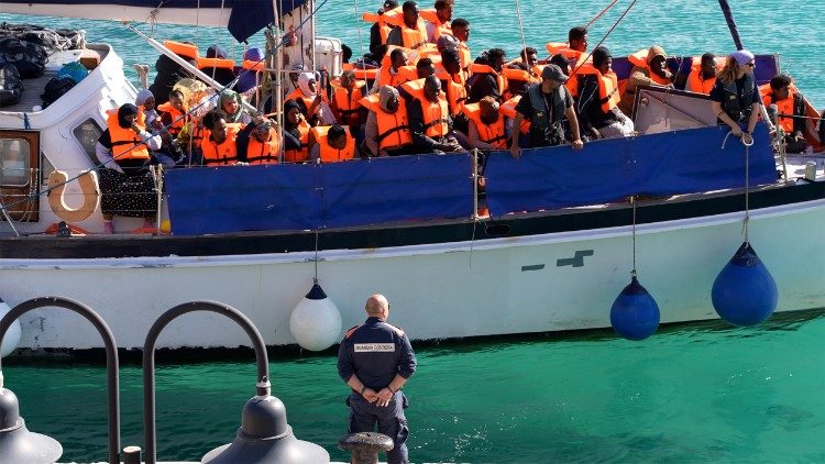 Rescued migrants arrive in Lampedusa