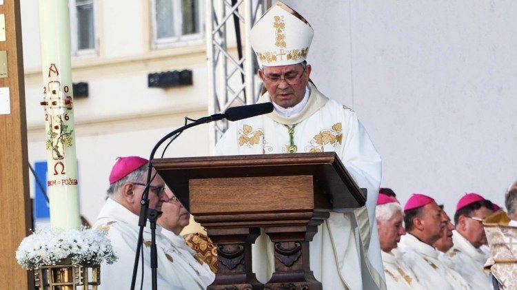 Požeški biskup Ivo Martinović propovijeda na misi SHKM (Foto: Požeška biskupija)