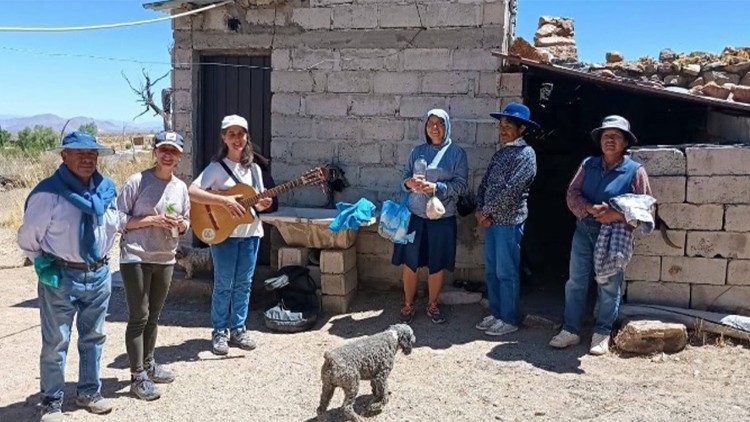 Besuch bei den Familien zur Segnung von H&auml;usern und Hoftieren (Lamas, Schafe, Ziegen, Esel und K&uuml;he) sowie der Felder mit Zwiebeln, Bohnen, Kartoffeln, Knoblauch und Quinoa