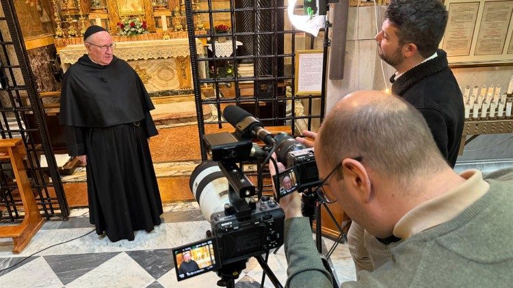 The Vatican media crew filming the documentary