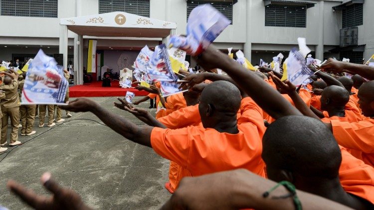 Le Pape &agrave; la prison de Bata, en Guin&eacute;e &eacute;quatoriale.