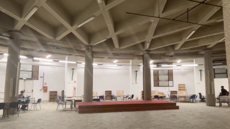 The study space in the basement of the university chapel
