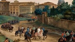 O Papa Clemente XIV sai a cavalo - Sala do Bilhar - Palácio Papal - Castel Gandolfo