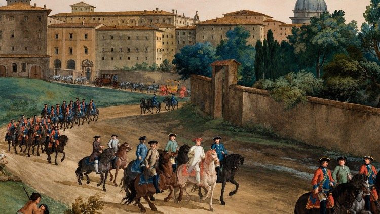 O Papa Clemente XIV sai a cavalo - Sala do Bilhar - Palácio Papal - Castel Gandolfo